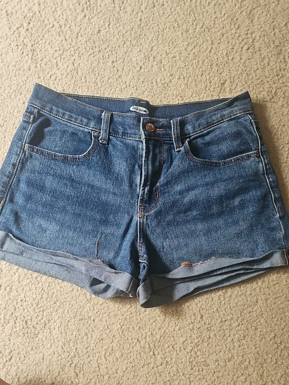 Old Navy Dark Blue Denim Roll-Cuff Women's Shorts